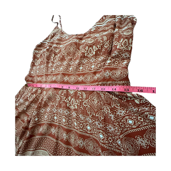 NWT! Bohemian Tribal Print Rust Mini Fit & Flare Dress w/ Lace up Back- Size XL - Picture 9 of 9
